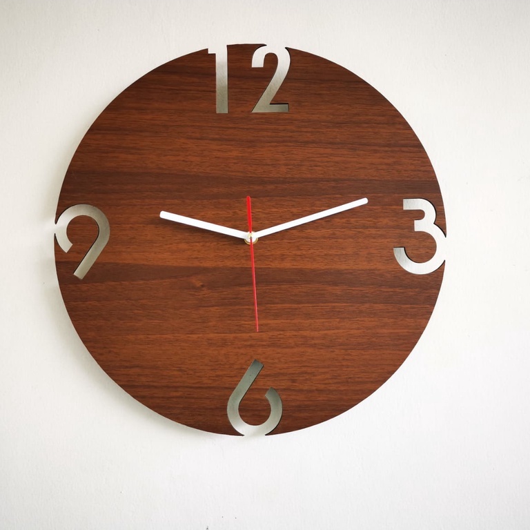 JAM DINDING KAYU BESAR 40 cm | JAM DINDING KAYU BESAR ANGKA LUBANG | JAM DINDING BESAR LASER  | GARANSI 1 THN [SWEEP MOVEMENT SERIES] - Jam Dinding Minimalis - | AESTHETIC ART MINIMALIS | HIASAN DEKORASI | - by Selembarkayoe