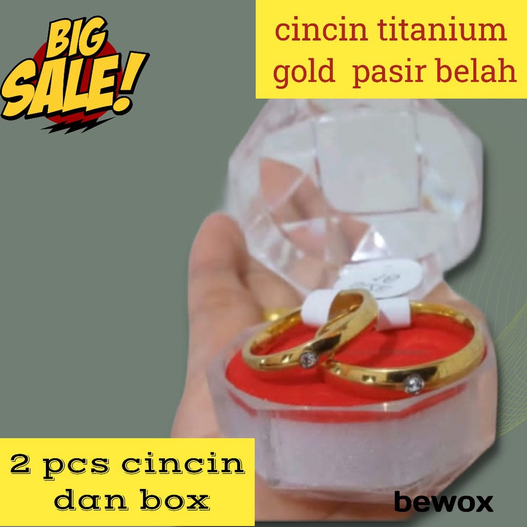 Cincin Couple Titanium ANTI KARAT SELAMANYA harga PROMO Free Box Cincin