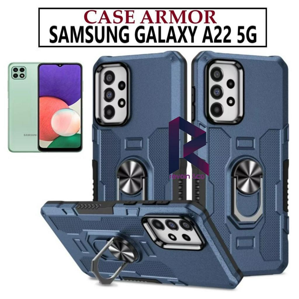 Case Armor SAMSUNG A22 5G Iring Cincin Magnetic Kesing Hp Protect kamera Premium Hard Case Standing Robot Pelindung Kamera