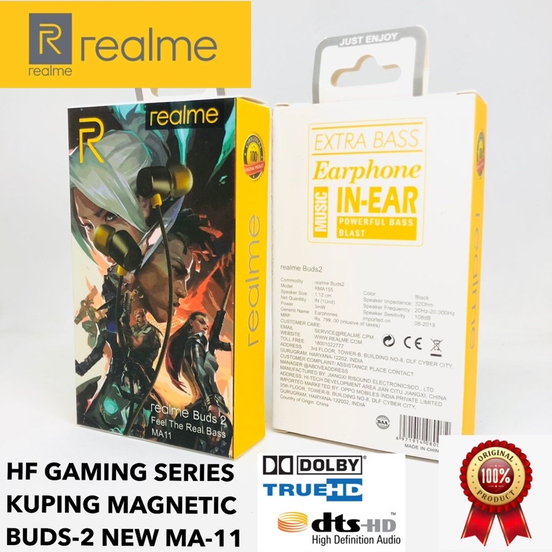 GROSIR HANDSFREE GAMING REALME BUDS2 HF MA11 TRUE HD AUDIO