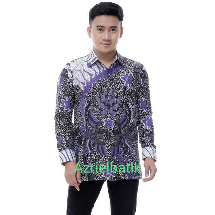 NEW ARRIVAL DISTRO BATIK PRIA BORDIR SOGAN HRB026 BATIKAF-Kmj slempang ungu