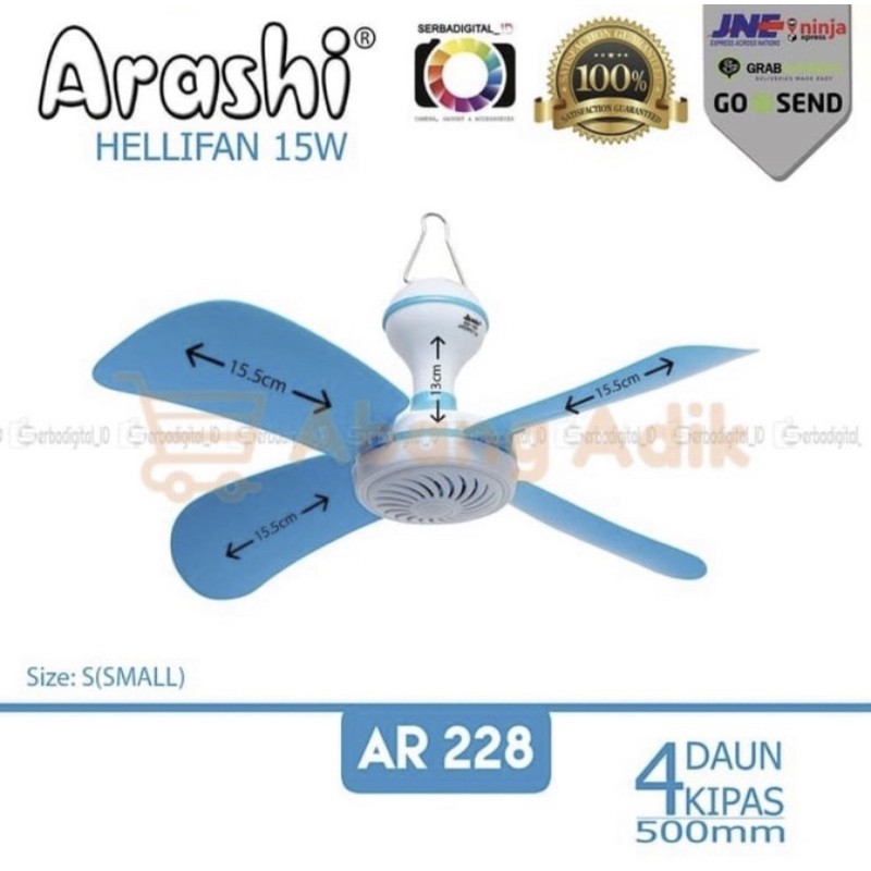 Kipas Angin Gantung Arashi Helifan 15 Watt / Gantung Kecil