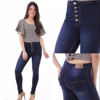 DF HIGHWAIST KANCING  5  CELANA  JEANS  WANITA  HW LIMA 