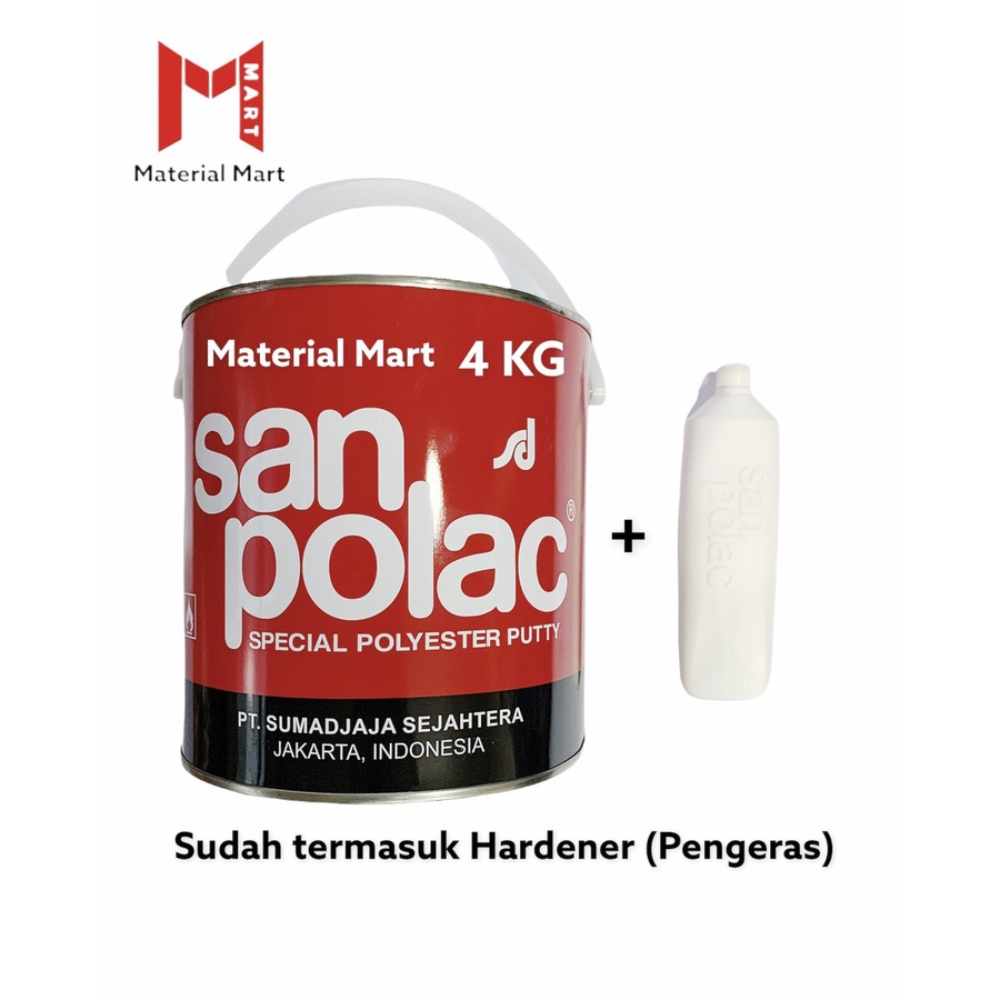 Dempul Sanpolac 4KG | San Polac 4 KG | Dempul Mobil Motor Besi Kayu | Material Mart