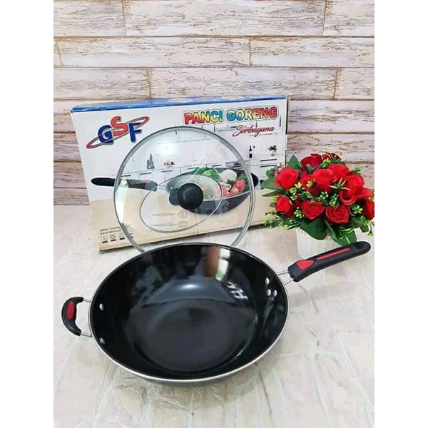 Panci Goreng Enamel Gsf + tutup kaca