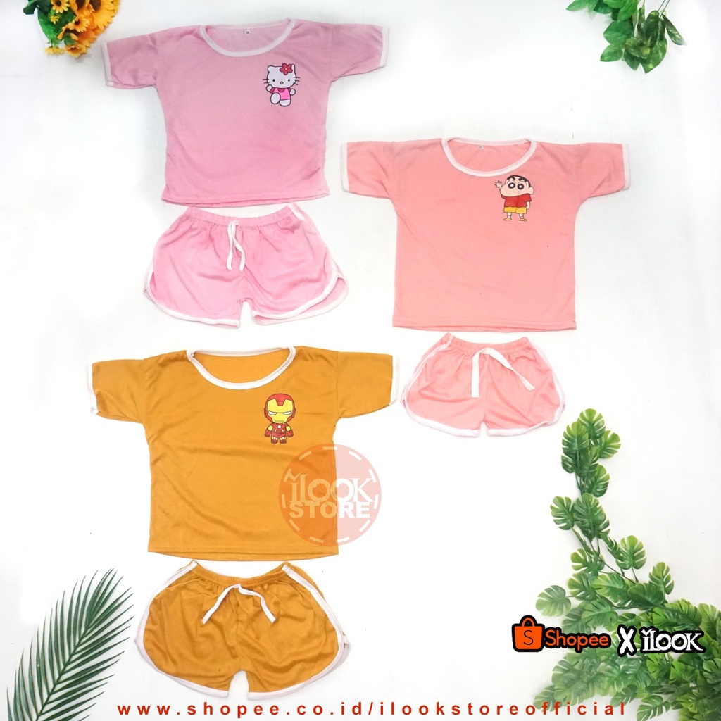 ilook | Setelan Baju Playset Karakter Anak Cupa Cups | Setelan Anak Balita Kartun | Setelan Unisex