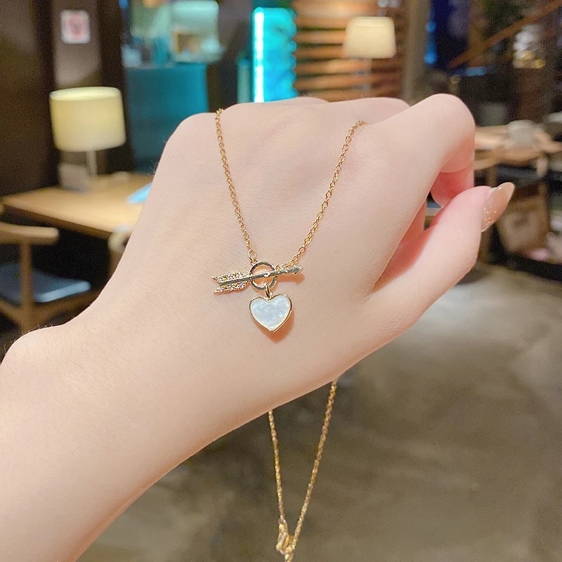 Kalung Rantai Choker Liontin Hati Dan Panah Gaya Korea