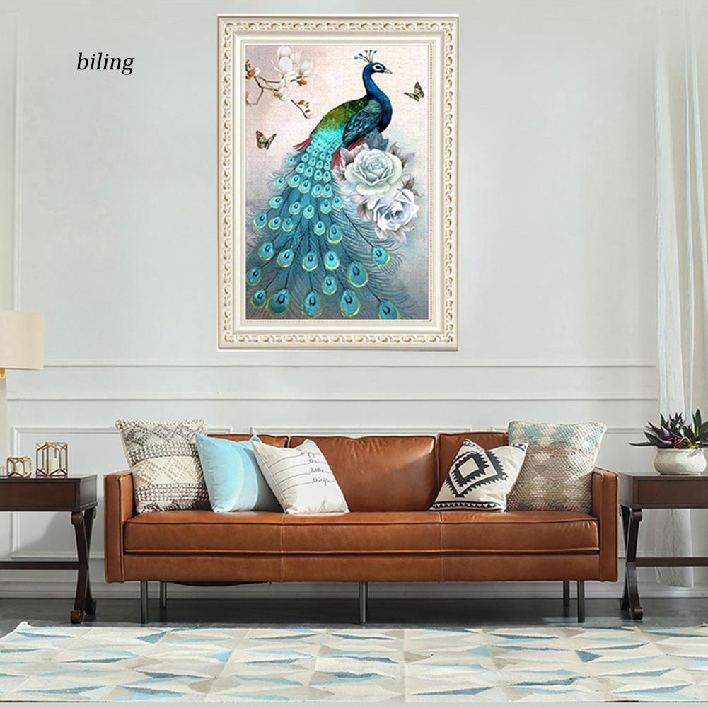 Diy Lukisan Diamond 5d Dengan Gambar Burung Merak Untuk Hiasan