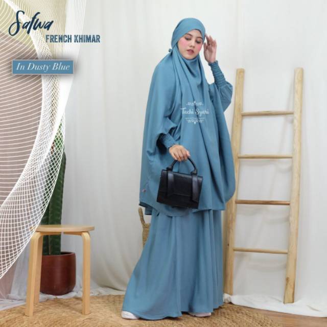 French Khimar Safwa Set Lengan Smoke