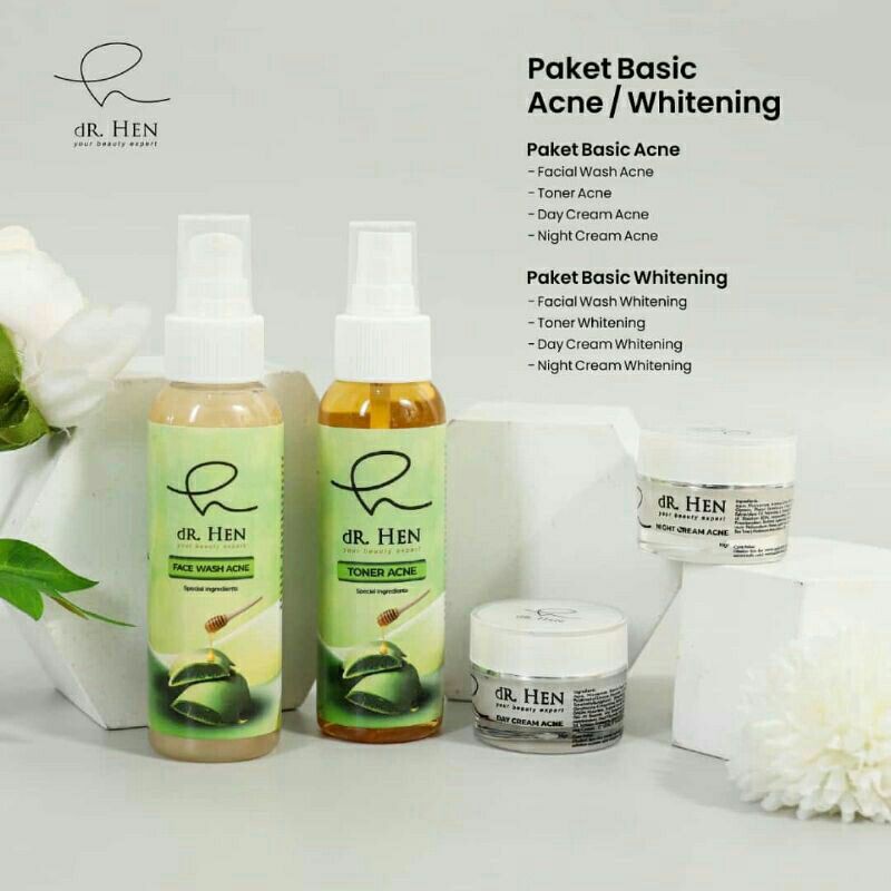 dR.Hen paket skincare whitening/ paket acne