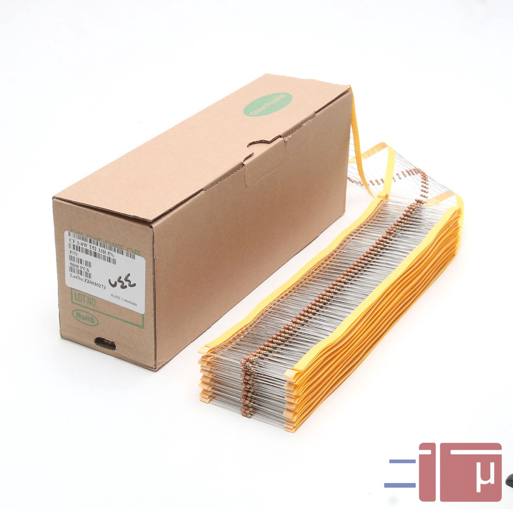 x10 Resistor 33R 33 Ohm 1/4W Karbon 5% Taiwan Kaki Tembaga