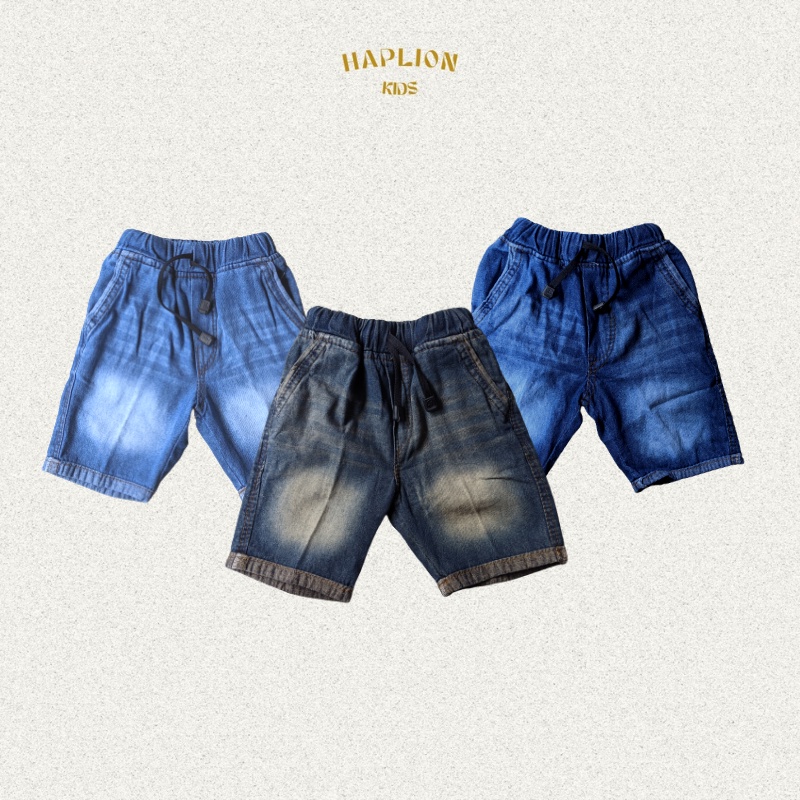 Celana Jeans Anak Laki-Laki Pendek Whisker 1 - 6 Tahun | Haplion kidswear