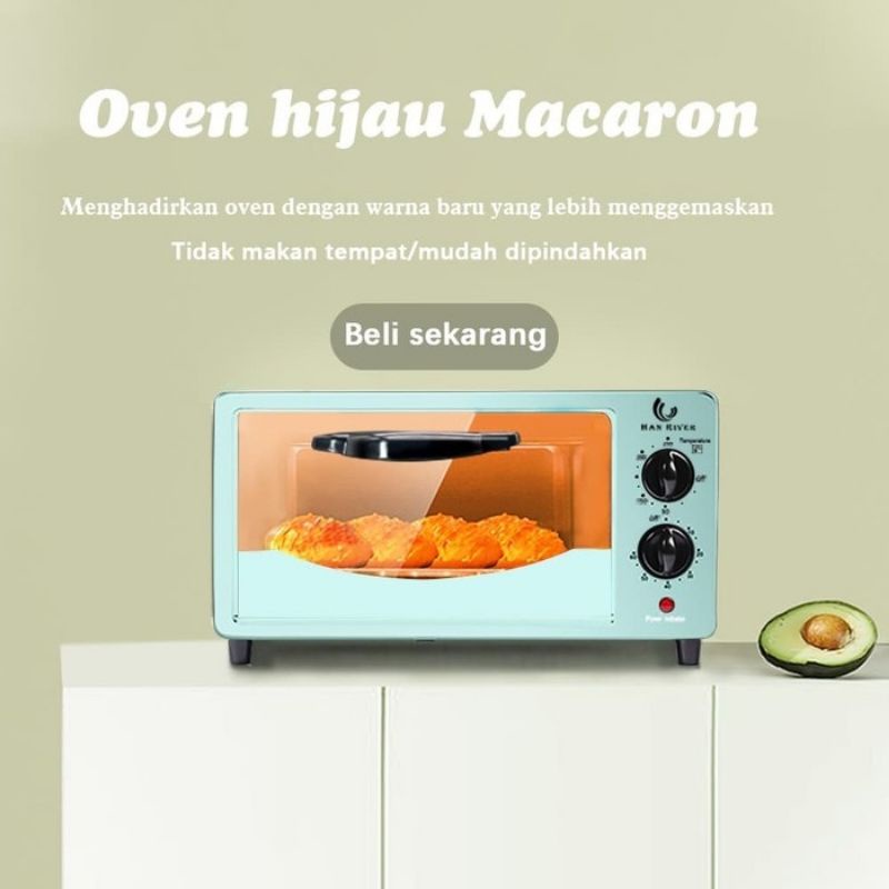 Han River Oven Listrik 12 L warna Hijau Macaron