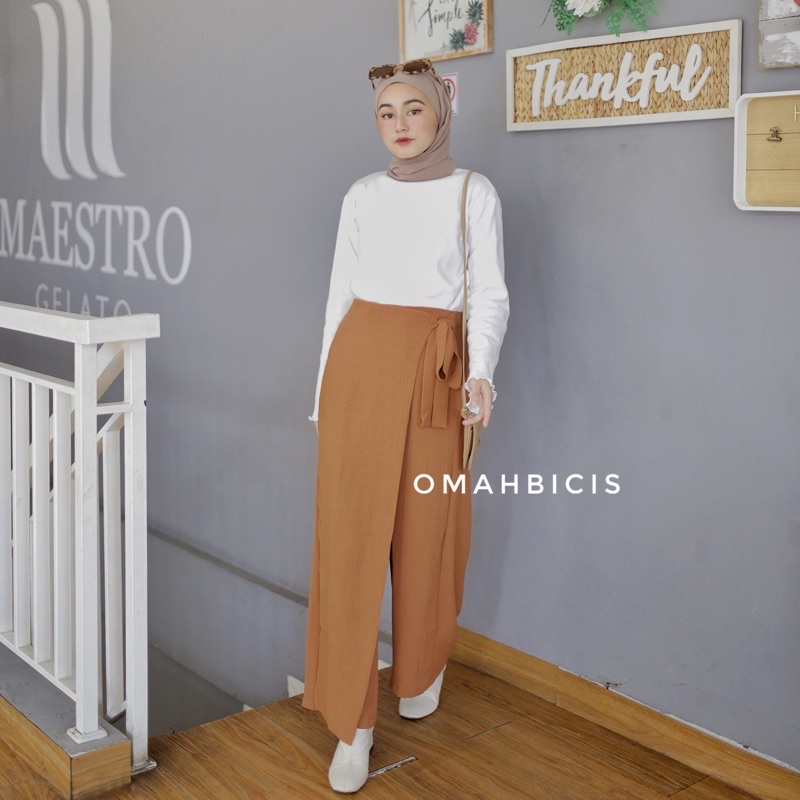 Shafira Tied Kulot pants Air flow By omahbicis -Wrap Pants-Celana Korea -Celana Anti kusut -Celana anti Setrika