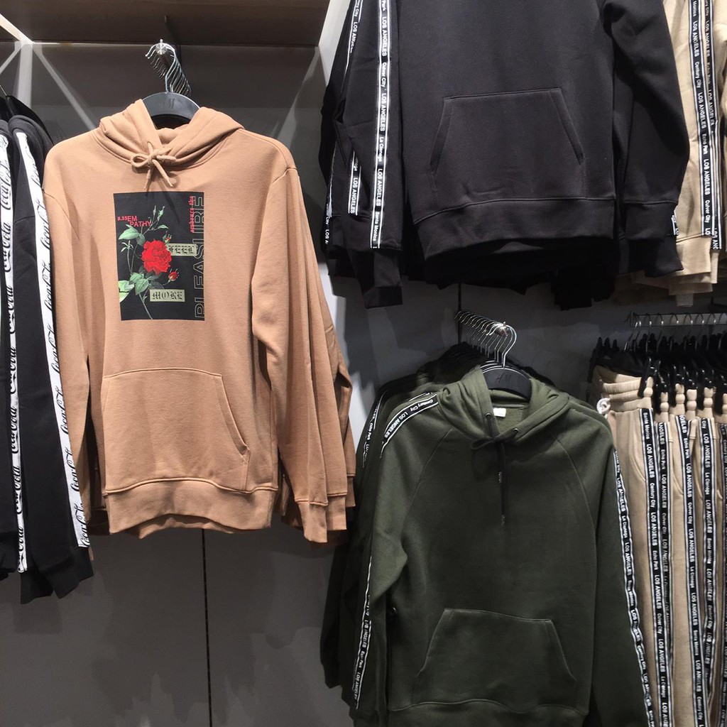 H&M / HnM - Jaket Hoodie hnm Coklat Flower Rose For Men