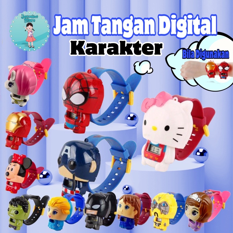 Jam Tangan Anak Karakter Super Hero Kartun Jam Fashion Kids Watch Digital Keren Trendy dan Murah/Jam Tangan Anak Cowok Cewek Karakter Cartoon/Jam Tangan Anak Karakter Super Hero Kartun Jam Fashion Kids Watch Digital Lucu (Bisa Naik Turun Badan Jam nya)