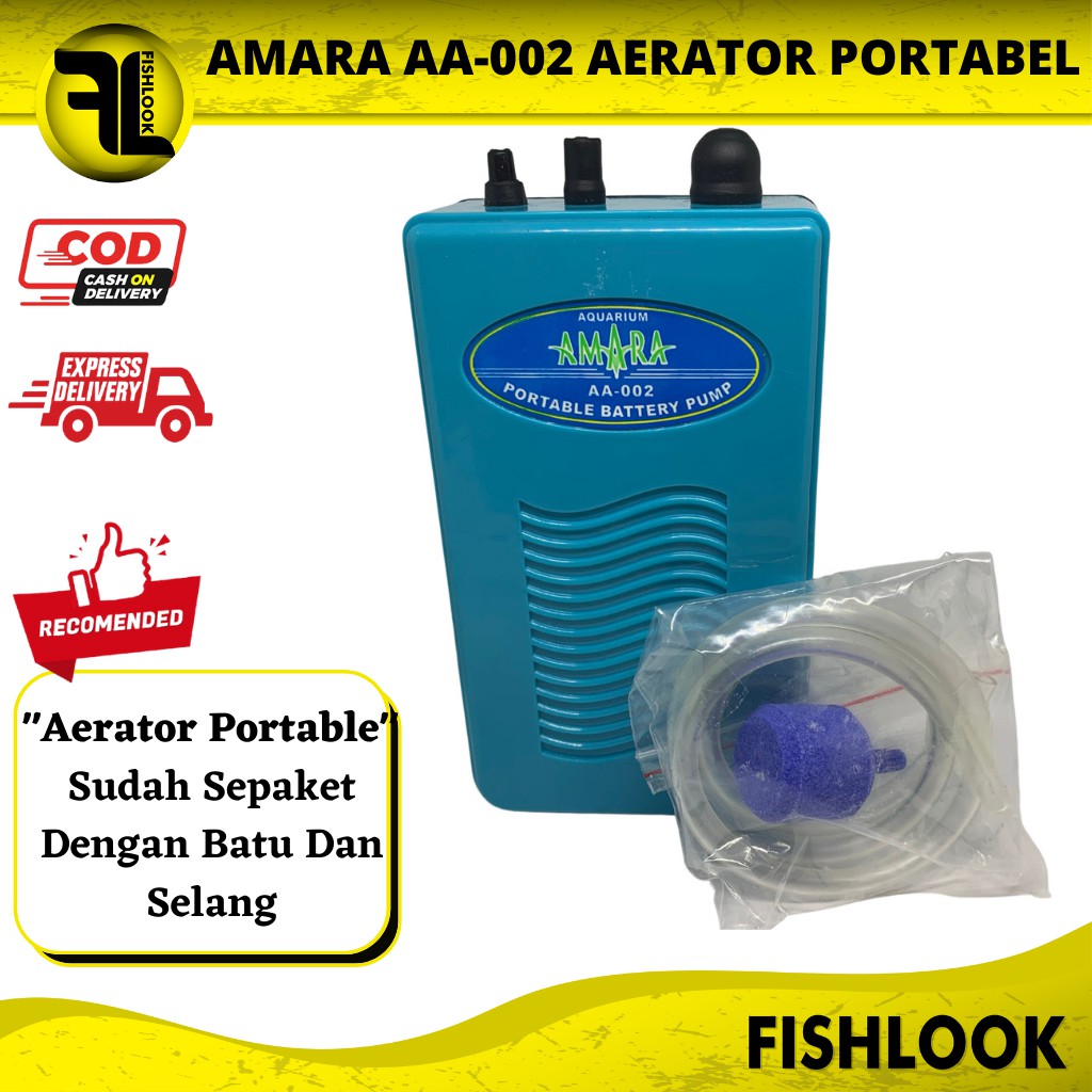 AERATOR PORTABLE AMARA AA 002 AA002 portable Pompa Udara Aerator Baterai Battery Aquarium