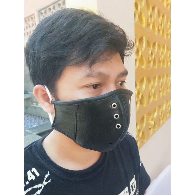 MASKER KULIT DOMBA, MASKER KULIT ASLI, MASKER ANTI POLUSI, MASKER KULIT DENGAN KAIN BISA DI CUCI
