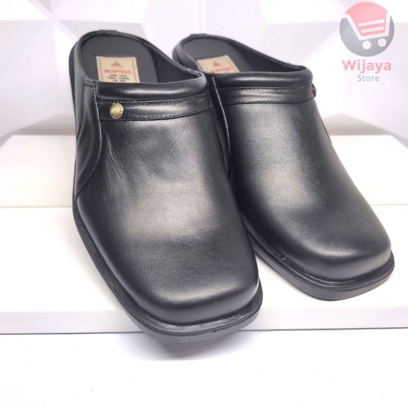 Sandal Pria Montero Sepatu Sendal Kulit Asli Slop Formal untuk Pria Laki-Laki