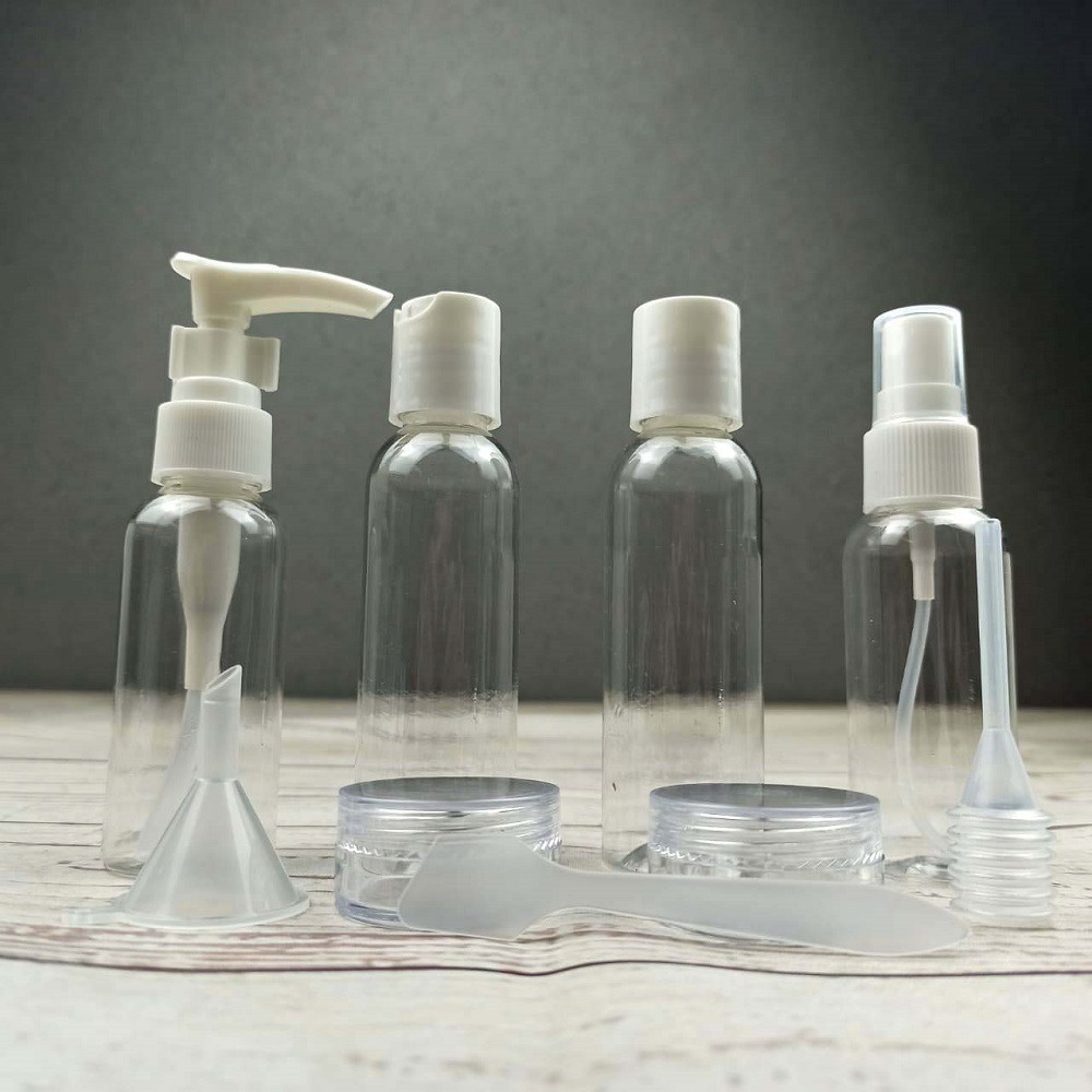 Botol Plastik Set Soflen Spray Semprotan Travel Size Liquid Bottle Pack White Black Tebal Aman Sabun Sampo Cairan Skin care Refill Reuseable