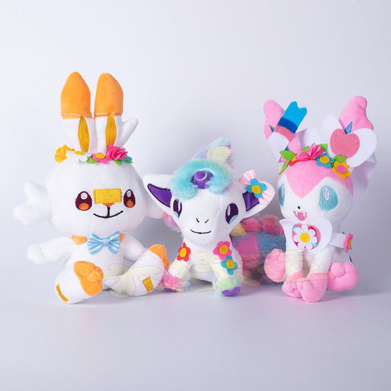 Pokemon Plush Scorbunny Ponyta Sylveon Nymphali Feelinara Cartoon Soft Stuffed Collection Toys For Children Christmas Gift