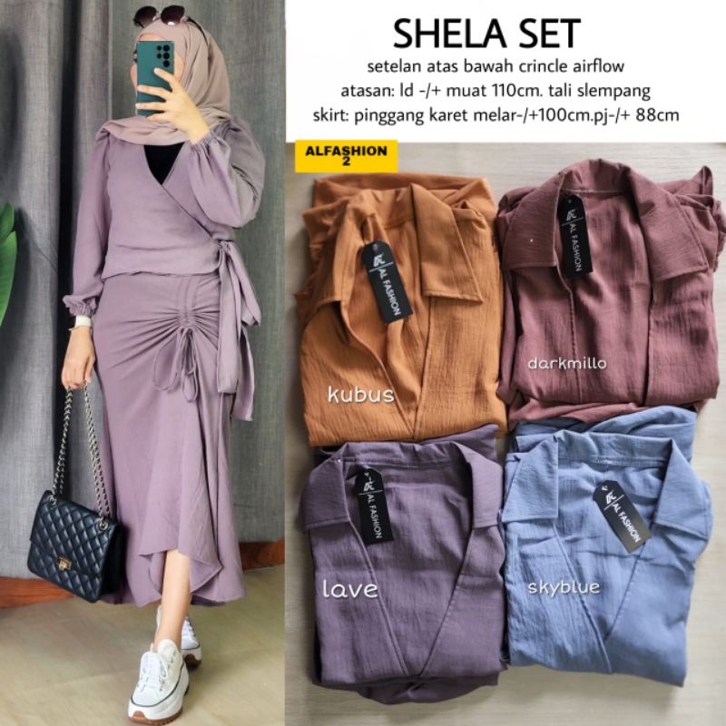 SHELA SET/SETELAN ROK TERKINI/OOTD TERBARU/BAJU CEWEK CANTIK/SETELAN ROK HIJABERS
