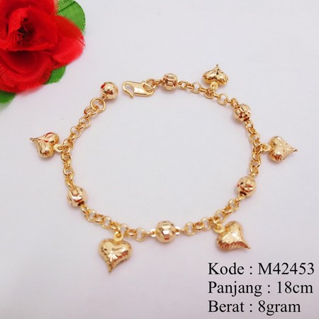 Gelang Tangan Rantai Wanita Motif Love Lapis Emas Cantik Gelang Xuping M42453