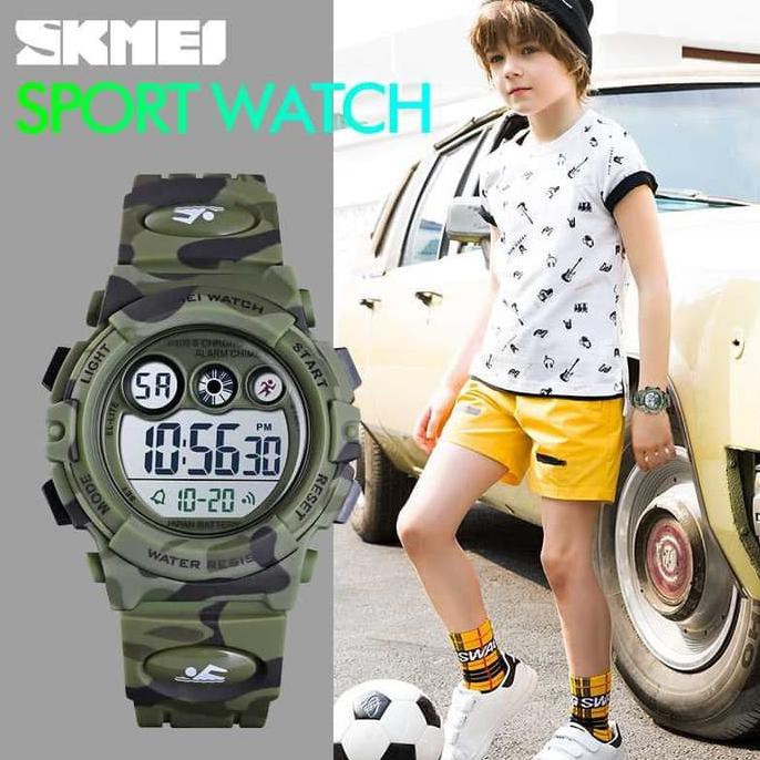 Jam Tangan Anak Laki Cowok SKMEI 1547 Original Anti Air Motif Tentara