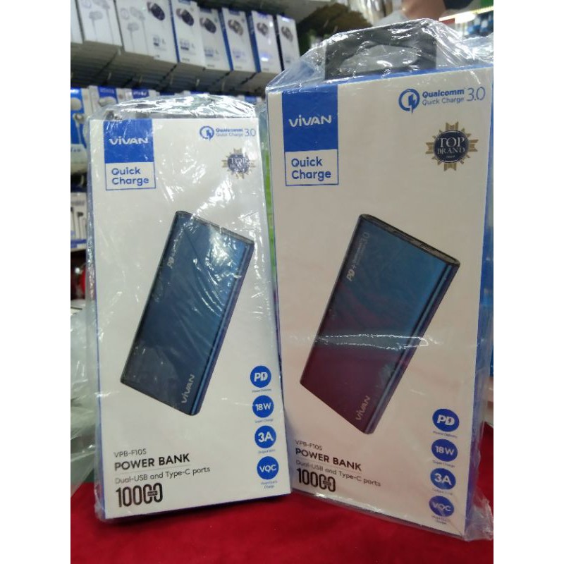 PowerBank Vivan VPB F10S 10000mAh Two Way 18watt Quick Charge Original