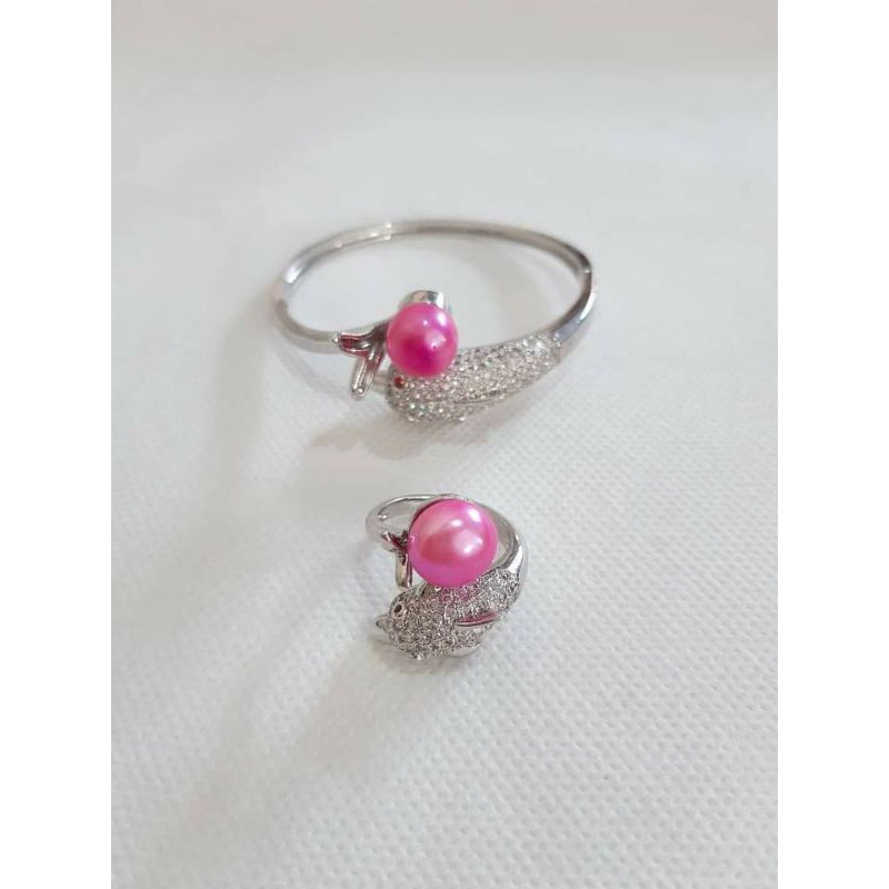 SET GELANG DAN CINCIN MUTIARA AIR TAWAR ASLI LOMBOK MODEL LUMBA LUMBA SILVER