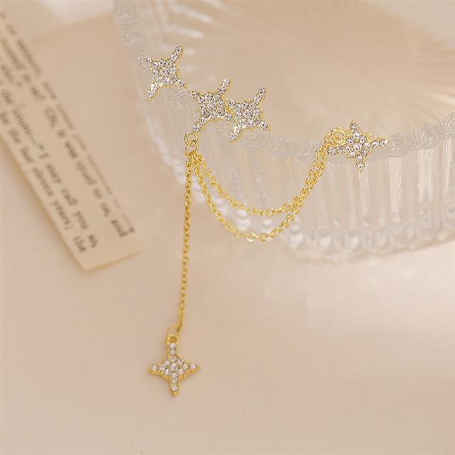 Sterling silver jarum dewi temperamen XINGX klip telinga anggun online influencer niche kepribadian
