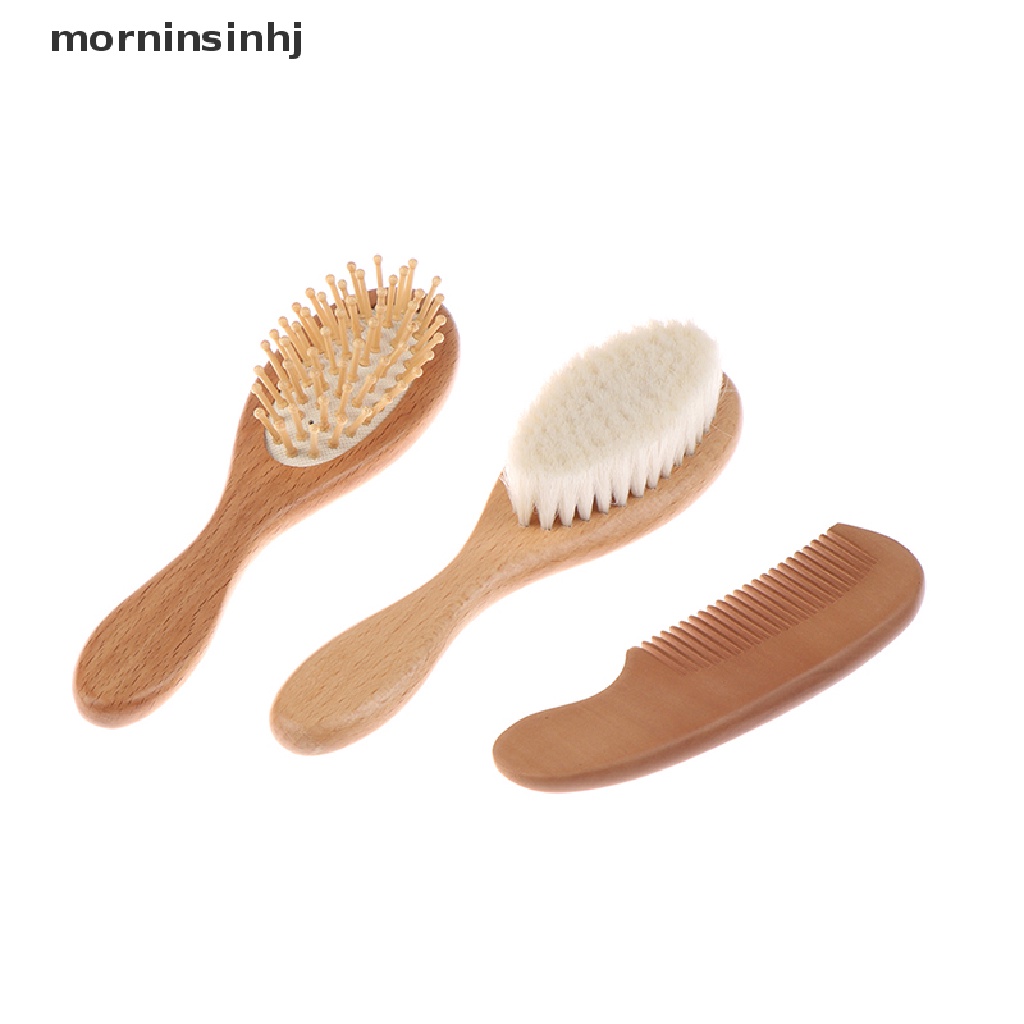 2pcs / set Sisir Rambut Bahan Bulu Kambing Lembut Nyaman Untuk Bayi