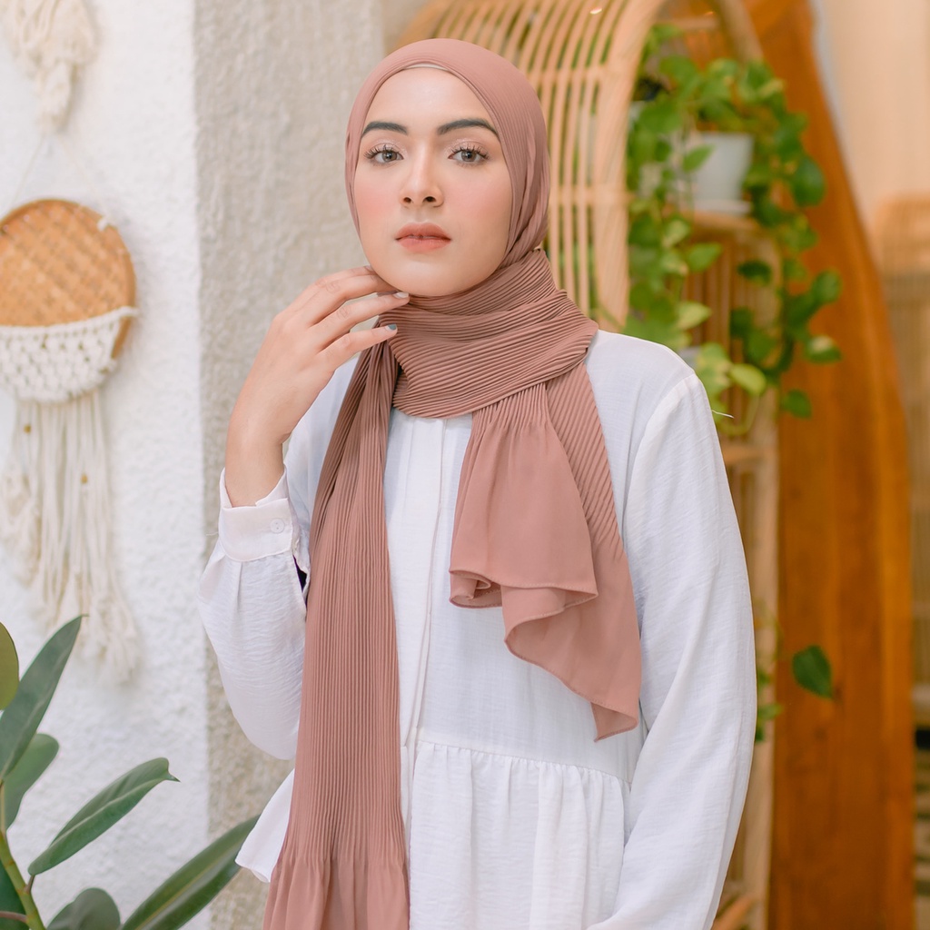 Lozy Hijab - Bawal Pleats Shawl ( Pashmina Plisket )-Biscuit