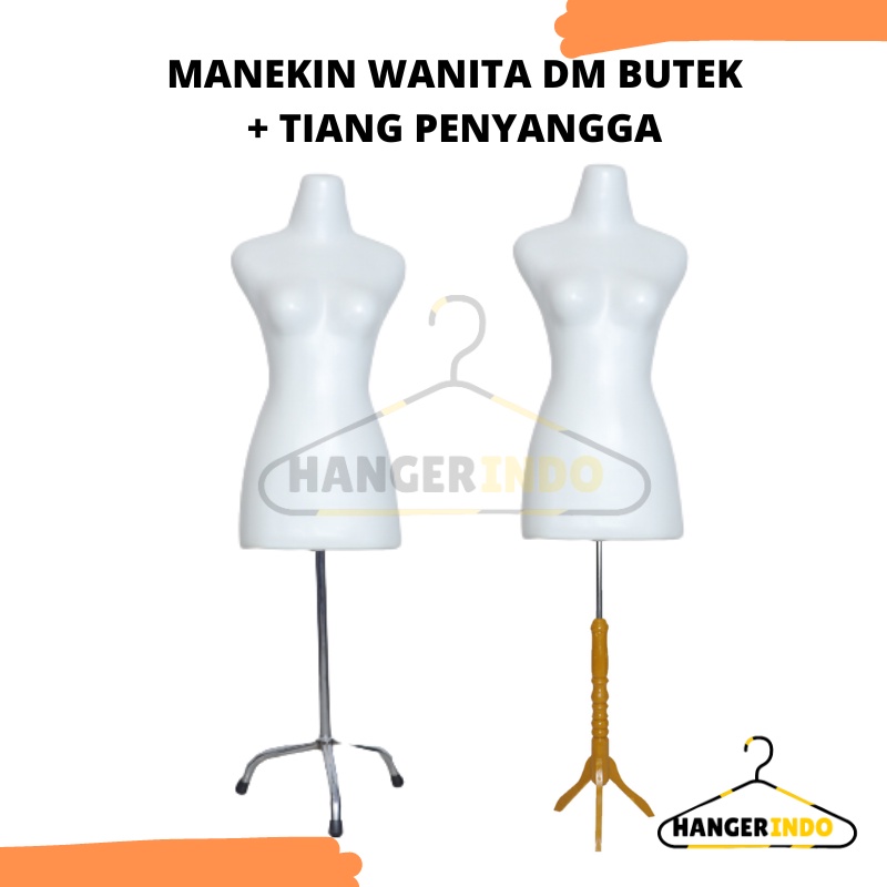 Manekin Body Cewek DM Butek Set Tiang | Patung Display Wanita