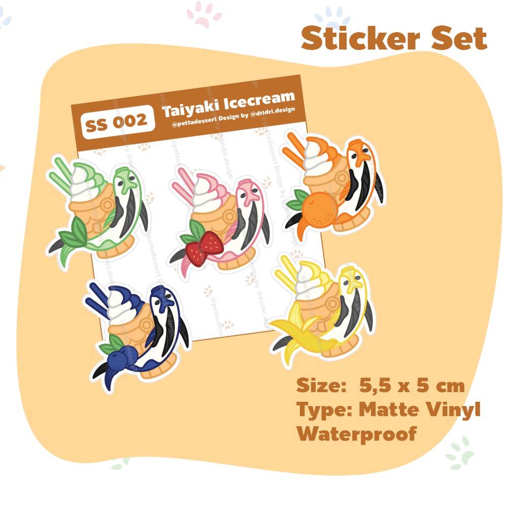 

Pettadesserts - Taiyaki fish Ice cream - Colorful Cute Decoration Jurnal Sticker Set