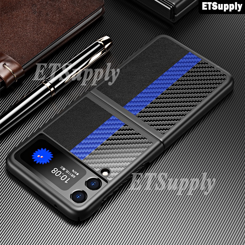 ETS Untuk Samsung Galaxy Z flip 3 Phone Case Cross Texture Leather Cover untuk Samsung Galaxy Z flip
