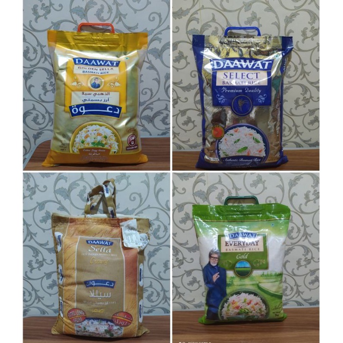 

Beras Basmati Beras India Nasi Briyani Kebuli Daawat Select Golden Sella Creamy Sella Everyday 5 kg