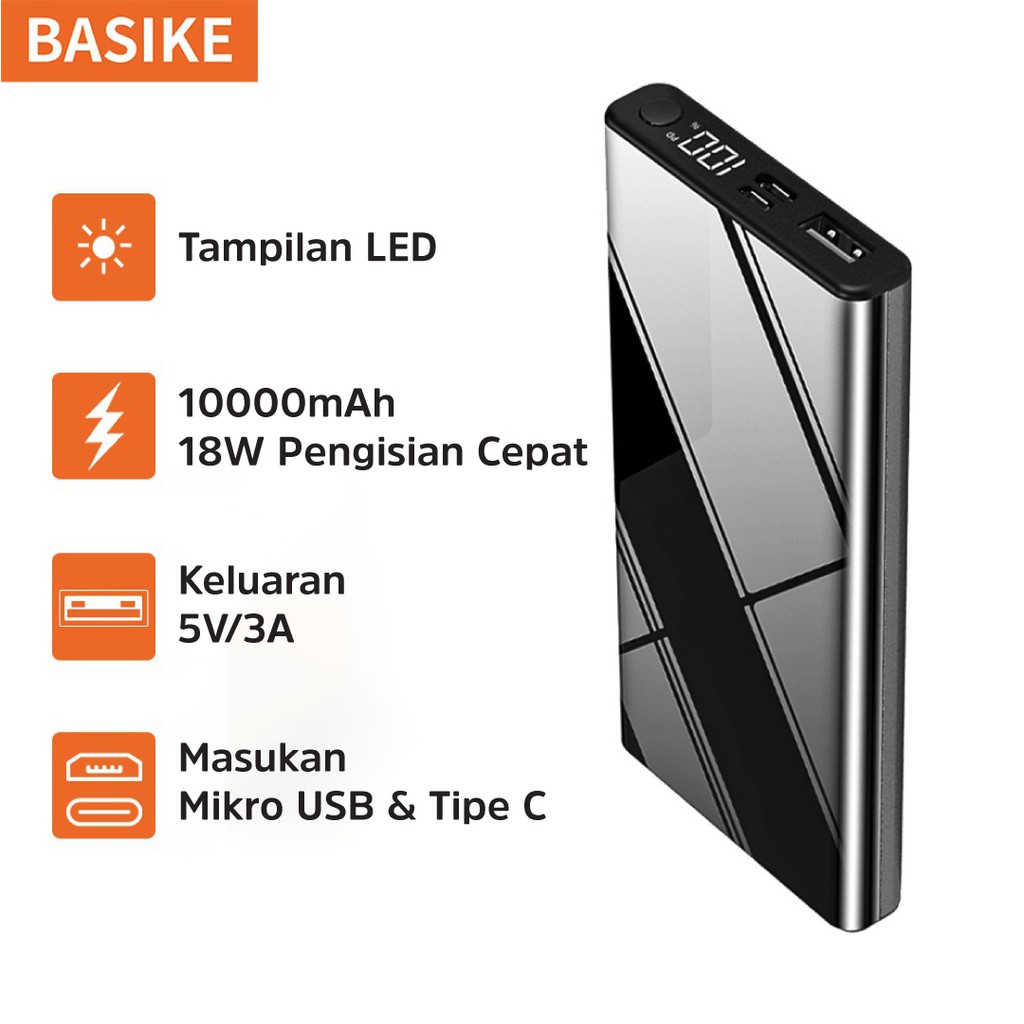 Powerbank Fast Charging QC 3.0 PD 22.5W 18W Mini Power Bank Murah Iphone 10000 mah LED murah Iphone 13 mini pro max 11 xr x 10 8 7 6 xiaomi Samsung Oppo Vivo hp murah Realme Redmi infinix Ipad Gadgets BASIKE-1