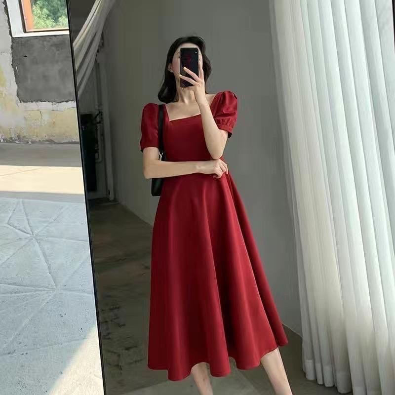 Hanji Dress / Crepe Premium / Midi Dress Wanita Viral Terbaru Dress Natal / Baju Natal