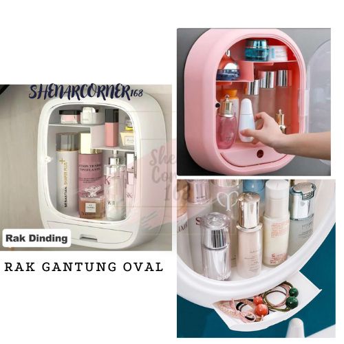 SHENAR RAK KOSMETIK GANTUNG TEMPEL / TEMPAT MAKE UP OVAL / RAK KOSMETIK ORGANIZER / KOTAK MAKE UP SABUN SERBAGUNA, SHENARCORNER168