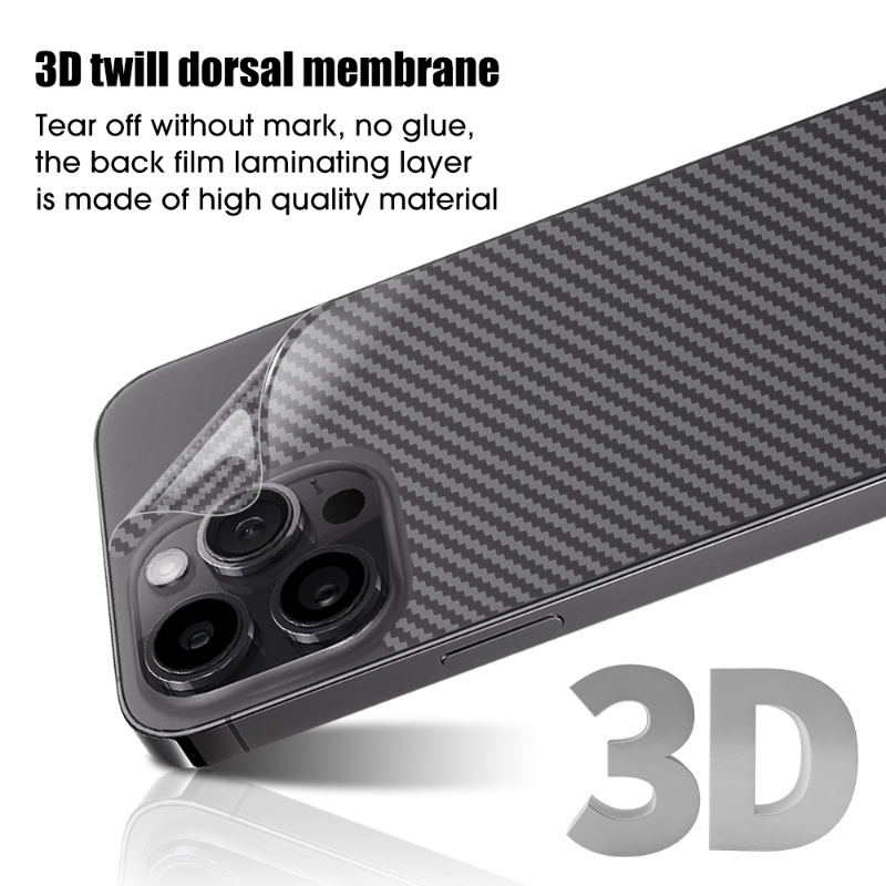 Stiker Film Pelindung Belakang Tekstur Carbon Fiber 3D Translucent Anti Gores Untuk Iphone 14 / 14 Plus / 14 Pro / 14 Pro Max