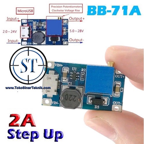 Kit Step Up Micro USB Adjustable 2A DC Booster Power Supply Penaik Tegangan  Voltage Voltase BB-71A