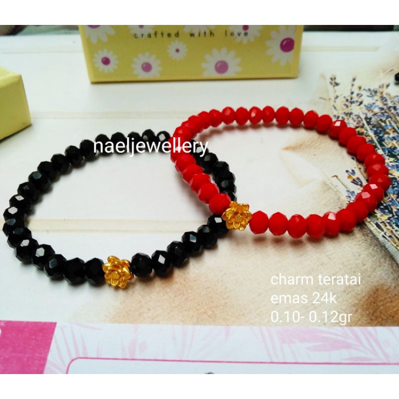 Gelang fashion kristal charm bunga teratai
