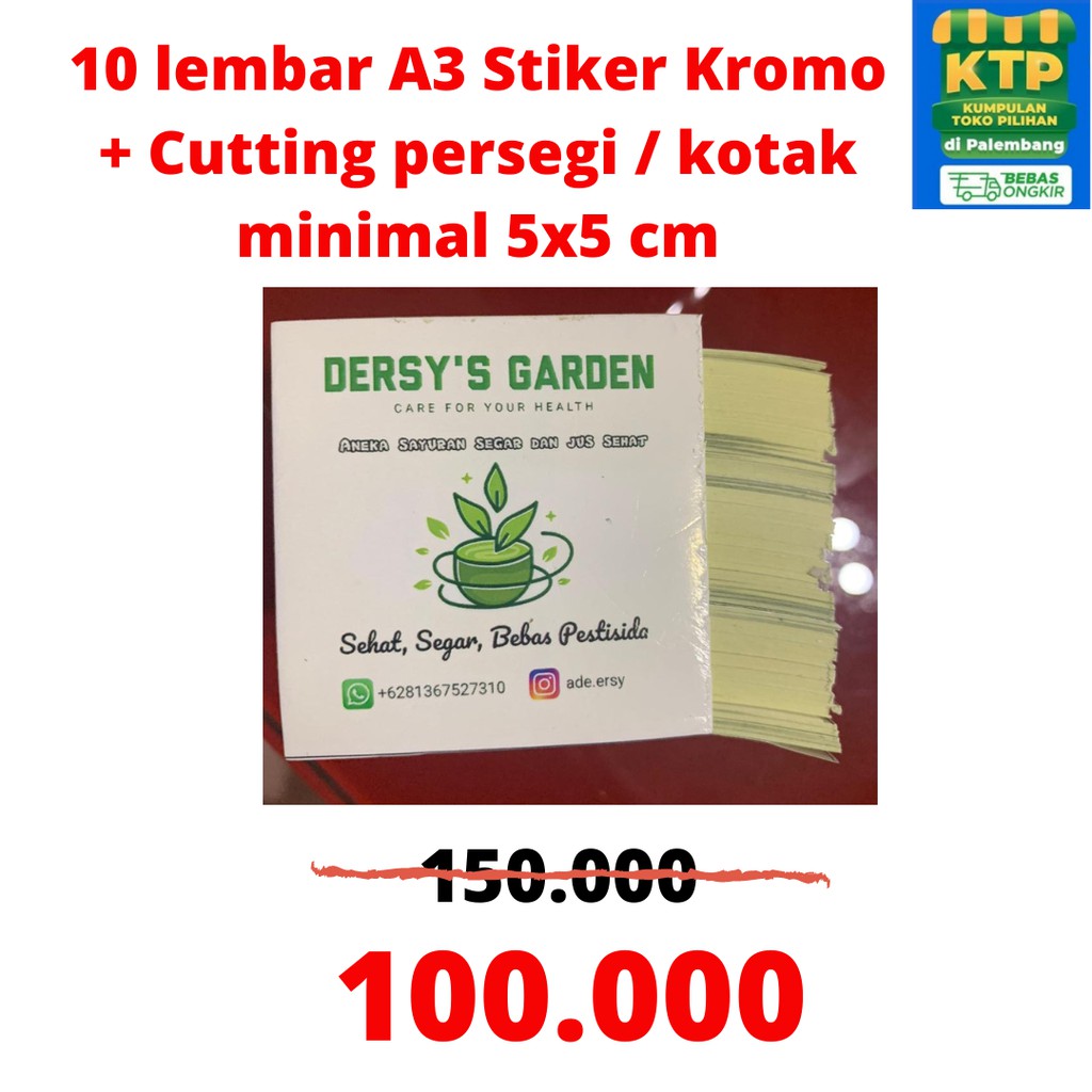 

PAKET HEMAT CETAK STIKER BRAND KROMO / 10 LEMBAR A3 + CUTTING PERSEGI / STIKER CUSTOM BRAND JUALAN