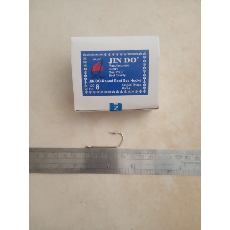 Mata Pancing Kail Hooks Jin Do Round Bent Sea Qual 2335 No 8 Made in Korea Ringed Tinned