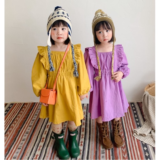 Dress Anak Perempuan Import NEW LILAC YELLOW lengan panjang PREMIUM Mutiakids