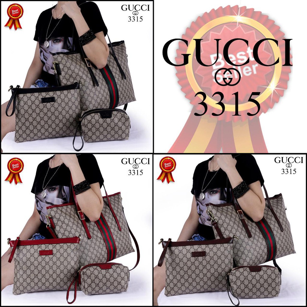 Gucci GG Shopping Tote Shoulder Bag 3in1 3315 VL