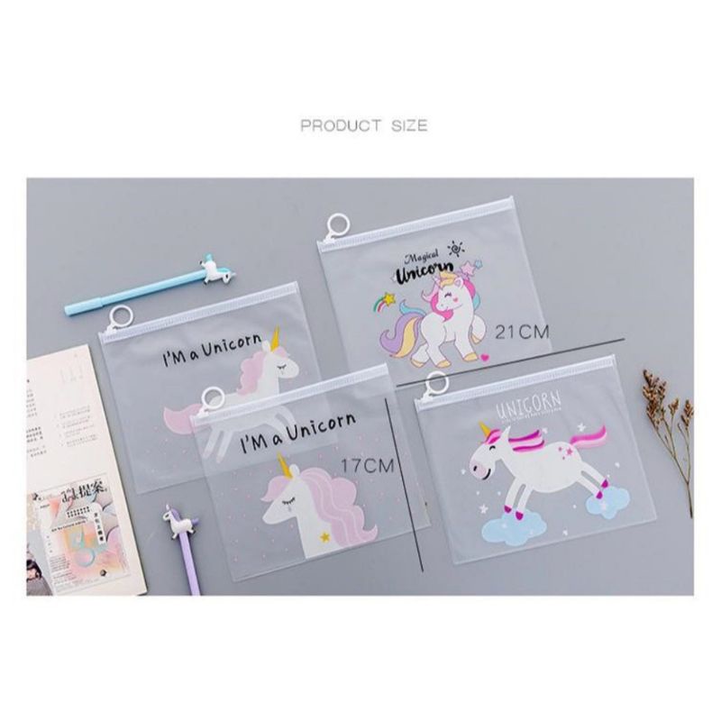 Pouch Zipper Bag/Tempat pensil anak motif unicorn