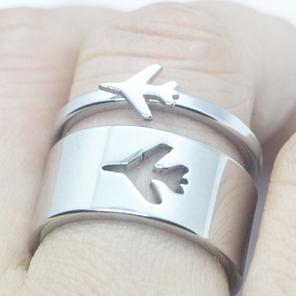 Needway  Gifts Couple Rings Punk Metal Open Rings Set Matching Lover Love Men Aircraft Vintage Fashion Jewelry/Multicolor