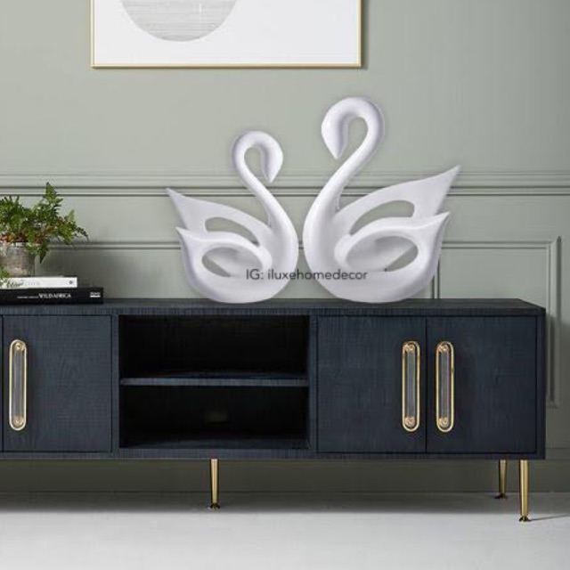 WHITE SWAN SCULPTURE - patung angsa/ patung keramik/ dekorasi rumah/ hiasan rumah